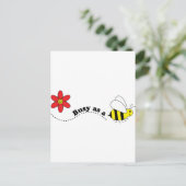 Als Bienenglücksbienen und Blume-Cartoon beschäfti Postkarte (Stehend Vorderseite)