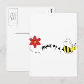 Als Bienenglücksbienen und Blume-Cartoon beschäfti Postkarte (Vorne/Hinten)