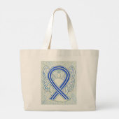 ALS Blue and White Awareness Ribbon Art Toag Jumbo Stoffbeutel (Rückseite)
