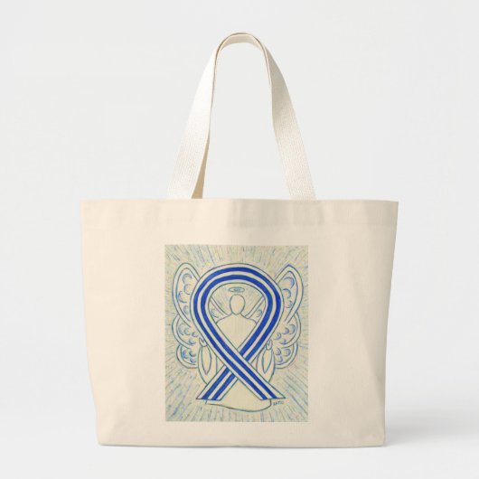 ALS Blue and White Awareness Ribbon Art Toag Jumbo Stoffbeutel (Vorne)
