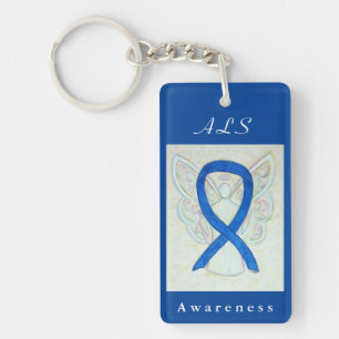 ALS Blue Awareness Ribbon Guardian Engel Key Chain Schlüsselanhänger