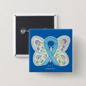 ALS Blue Butterfly Awareness Ribbon Custom Art But Button (Vorne & Hinten)