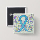 ALS Blue Butterfly Awareness Ribbon Custom Art But Button (Vorne & Hinten)