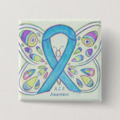 ALS Blue Butterfly Awareness Ribbon Custom Art But Button (Vorderseite)