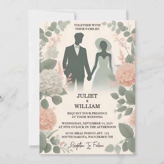 Als blütige Pastellpfirsichpfirsichpfirsichpfirsic Einladung (Vorderseite)