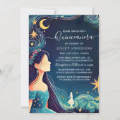 Als Dark Fun Star Prom Starry Night Sky Quinceaner Einladung (Vorderseite)