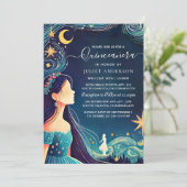 Als Dark Fun Star Prom Starry Night Sky Quinceaner Einladung (Stehend Vorderseite)