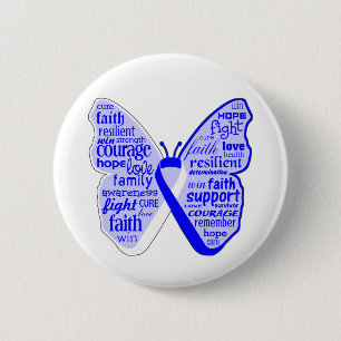 ALS Disease Awareness Butterfly Ribbon Button