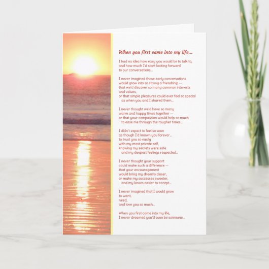 Als du zum ersten Mal in mein Leben gekommen bist. Karte (Vorderseite)