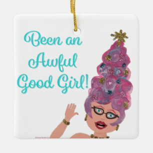 Als eine aufregende gute Girl Weihnachtsbaumhaar S Keramikornament