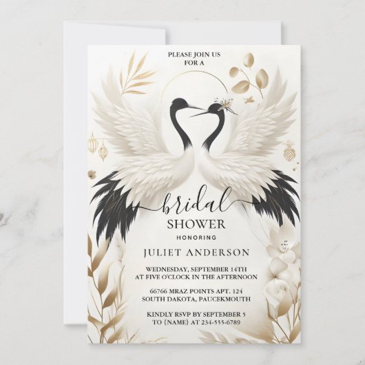 Als Feather Asian Sky Cloud Crane Fun Brautparty Einladung (Vorderseite)