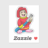 Als Feuerwehrmann mit Schlauch Aufkleber (Blatt)