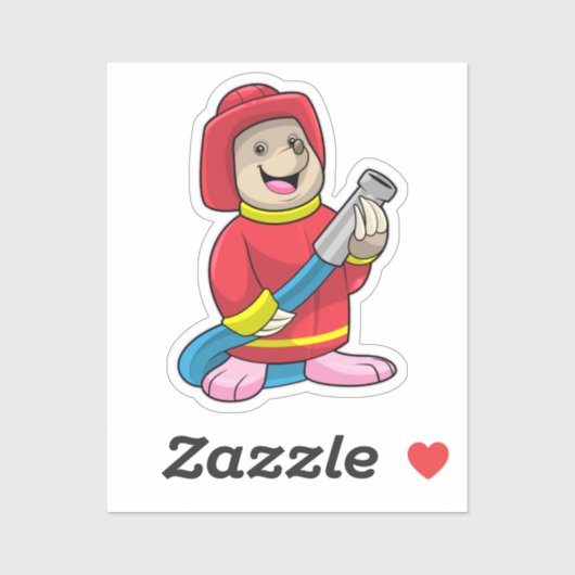 Als Feuerwehrmann mit Schlauch Aufkleber (Blatt)