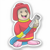 Als Feuerwehrmann mit Schlauch Aufkleber (Vorderseite)
