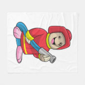 Als Feuerwehrmann mit Schlauch Fleecedecke (Vorderseite (Horizontal))