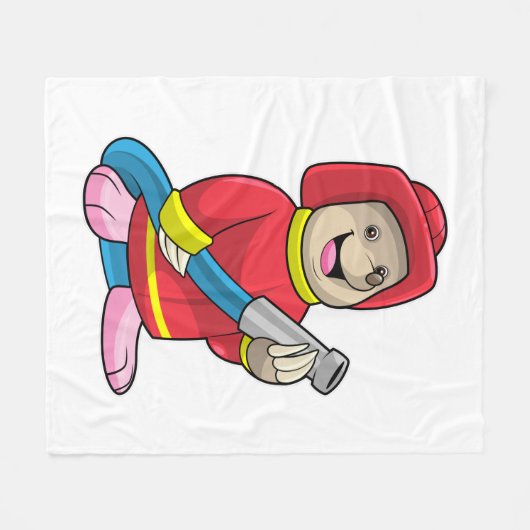 Als Feuerwehrmann mit Schlauch Fleecedecke (Vorderseite (Horizontal))