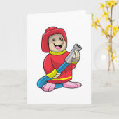 Als Feuerwehrmann mit Schlauch Karte (Gelbe Blume)