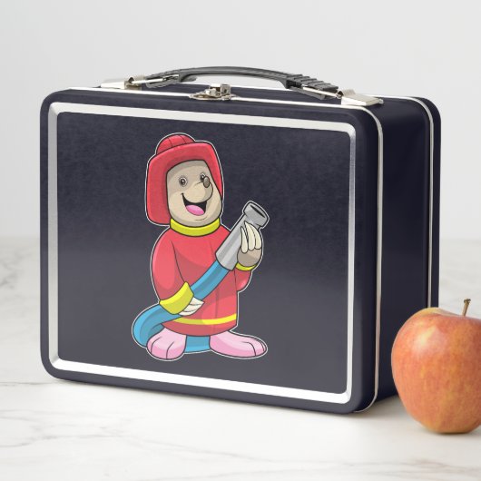 Als Feuerwehrmann mit Schlauch Metall Brotdose (Beispiel)