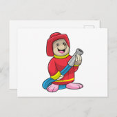 Als Feuerwehrmann mit Schlauch Postkarte (Vorne/Hinten)