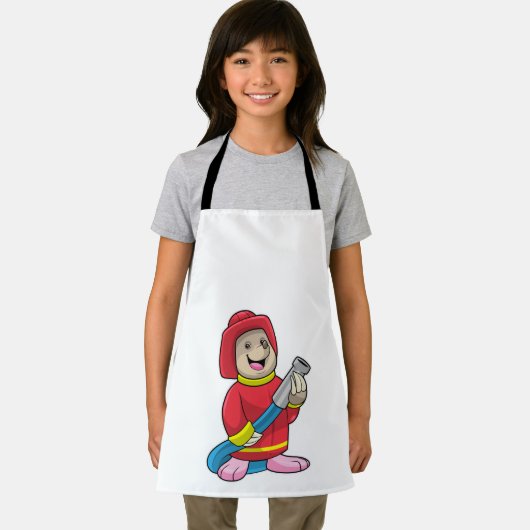 Als Feuerwehrmann mit Schlauch Schürze (Insitu)