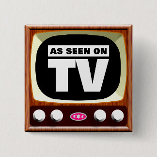 Als gesehenes im Fernsehen - Retro Fernsehen Button
