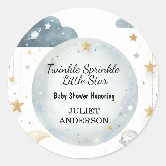 Als Glitzer Twinkle Twinkle Little Star Baby Dusch Runder Aufkleber (Vorderseite)