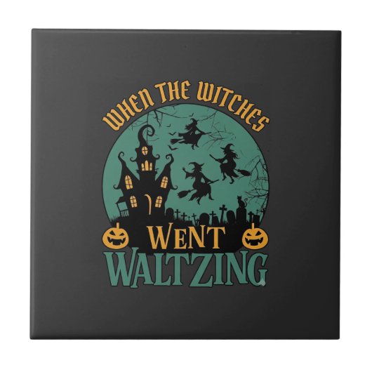 Als Hexen beim Walzer tanzen Halloween Spukhaus Fliese (Vorderseite)
