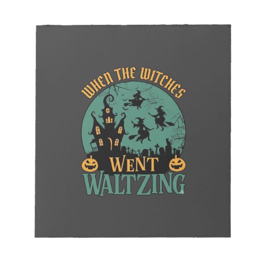 Als Hexen beim Walzer tanzen Halloween Spukhaus Notizblock (Vorderseite)