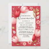 Als Hot Pink Crown Tiara Black Lace Red Quinceaner Einladung (Vorderseite)