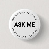 Als ich Freiwillige individuelle Name Text schwarz Button (Vorderseite)