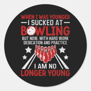 Als ich jünger war Bowling Funny Spaß Gag Bowler Runder Aufkleber