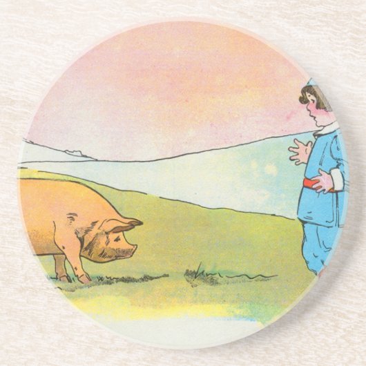 Als ich nach Bonner ging, traf ich ein Schwein Sandstein Untersetzer (Vorne)