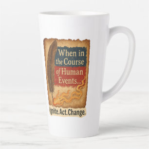 Als im Laufe menschlicher Ereignisse – Quill Flame Milchtasse