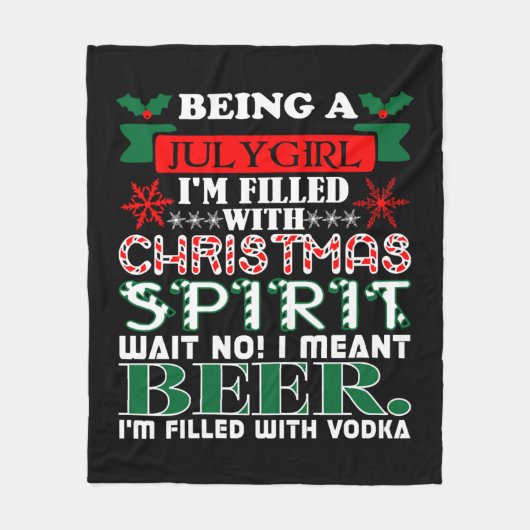 Als Juli Mädchen gefüllt Weihnachtsgeist Bier Fleecedecke (Vorderseite)