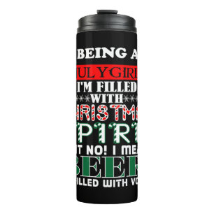 Als Juli Mädchen gefüllt Weihnachtsgeist Bier Thermosbecher