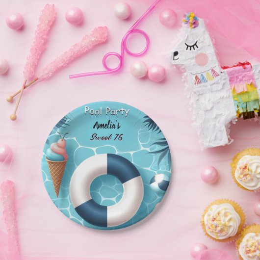 Als Junge Spaß Teen Erwachsene Pool Party Sweet 16 Pappteller (Party)