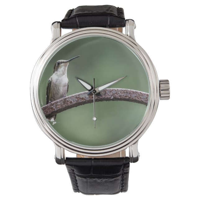Als kleiner Hummingbird Vintag Lederriemen Armbanduhr (Vorderseite)