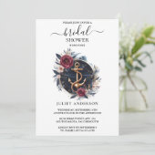 Als Knot Boat Ship Navy Blue Nautical Brautparty Einladung (Stehend Vorderseite)