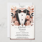 Als Kostüm Men Tuxedo Bold Black Krawatte Brautpar Einladung (Vorderseite)