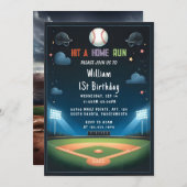 Als Männer Ball Wood Game Team Baseball 1. Geburts Einladung (Vorne/Hinten)