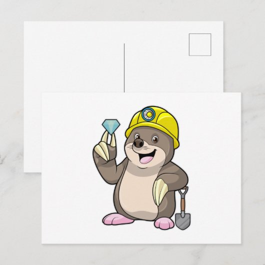Als Minen mit Shovel & Diamond Postkarte (Vorne/Hinten)