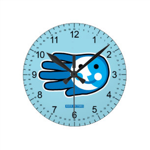 Als Nächstes voll blauer Mond-Lächeln Runde Wanduhr
