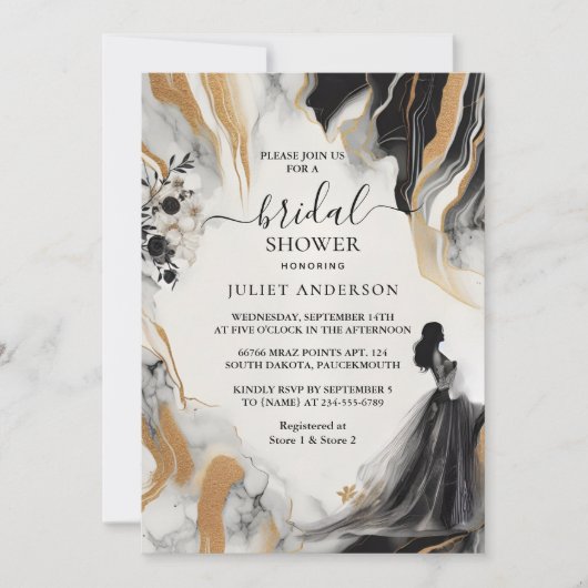 Als Naturarbeit gestapelt Stone Marmor Brautparty Einladung (Vorderseite)