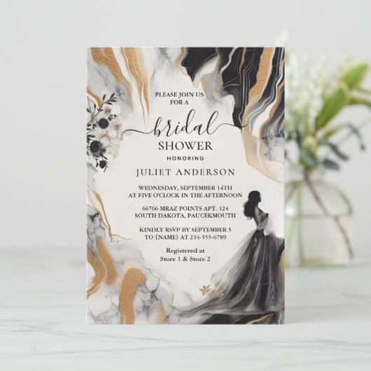 Als Naturarbeit gestapelt Stone Marmor Brautparty Einladung (Stehend Vorderseite)