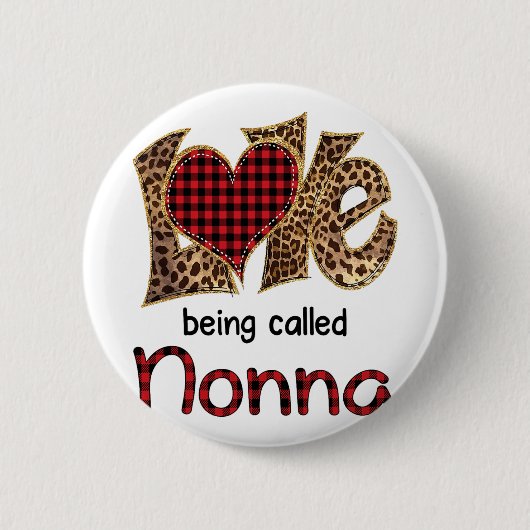 Als Nonna Leopard Heart bezeichnet - Frohen Mutter Button (Vorderseite)