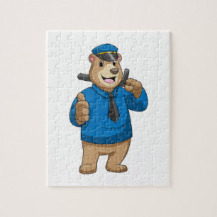 Als Polizeibeamter mit Polizeihut bedienen Puzzle