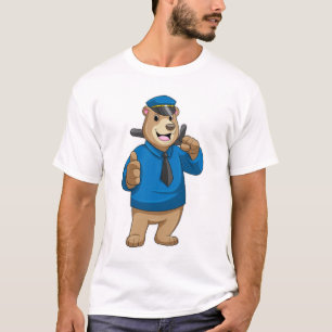Als Polizeibeamter mit Polizeihut bedienen T-Shirt