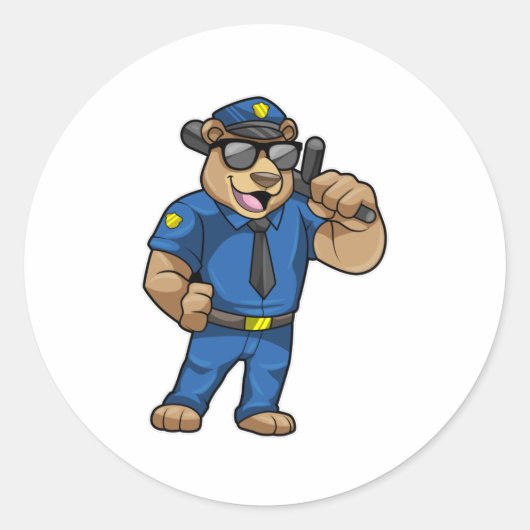 Als Polizeibeamter mit Polizeiuniform tragen Runder Aufkleber (Vorderseite)