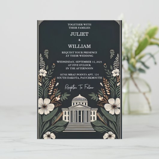 Als Retro 70er 80er Fast Bold Boho Courthouse Wedd Einladung (Stehend Vorderseite)