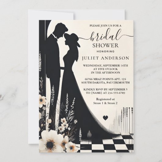 Als Retro Studio kreatives Illustriertes Brautpart Einladung (Vorderseite)